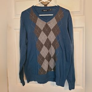Claiborne Men's Long Sleeve V-Neck Pullover Sweater, Size: Medium Color: Blue